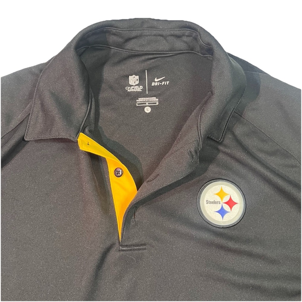 Nike Drifit Polo Shirt NFL Pittsburgh Steelers Football On Field Apparel EUC